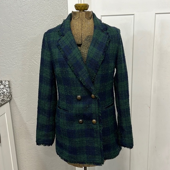 BANANA REPUBLIC PLAID BLAZER XS - Picture 2 of 16